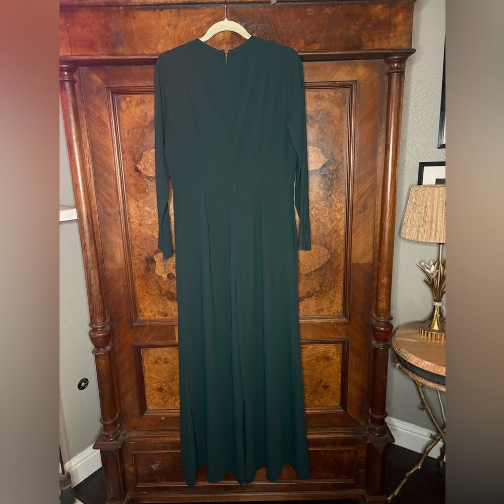 Adam Lippes- Elegant Dark Green Wide Leg Jumpsuit. Size 12 - Picture 6 of 15